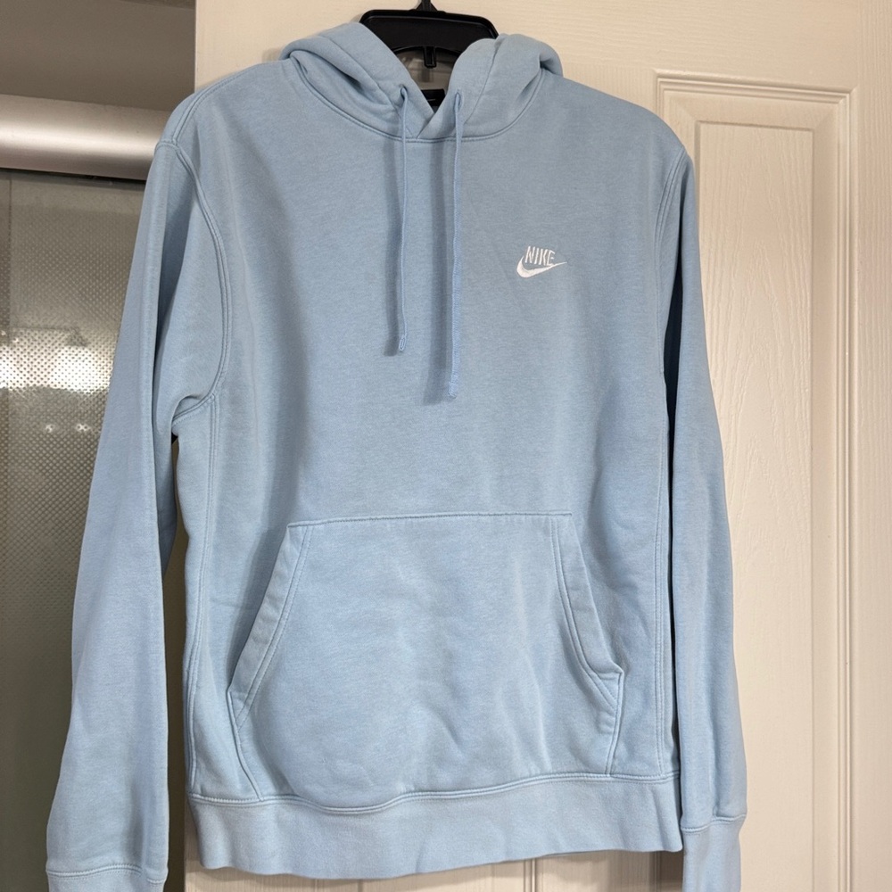 Nike Mens Hoodie Small Blue Pullover Sweater‎ Fleece Relaxed Swoosh Sweatshirt